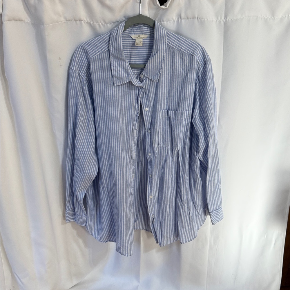 H&M Light Blue Striped Casual Shirt